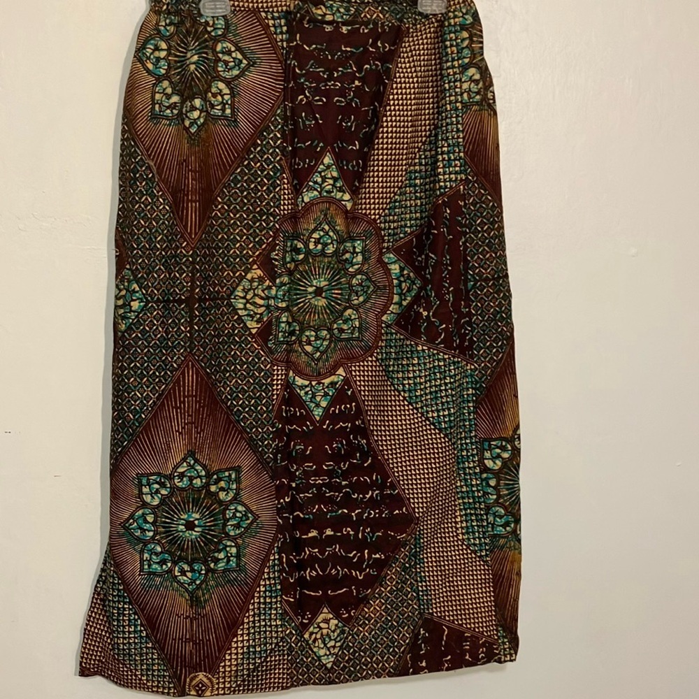 Batik handmade skirt with Mandela vintage fabric size Large hippy boho original - Picture 5 of 12